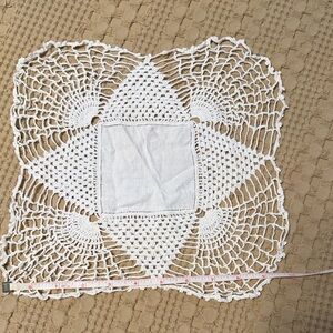 White Crochet Doily approx. 10” x 10”